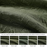 WDCOZY 100% Cotton Queen Size Quilt Set - Olive Green Pre-Washed Soft Lightweight Modern Bedspread, Farmhouse Country Rustic Coverlet, Textured Like Linen, Shabby Chic Gauze Bedding, 3 Pieces WDCOZY