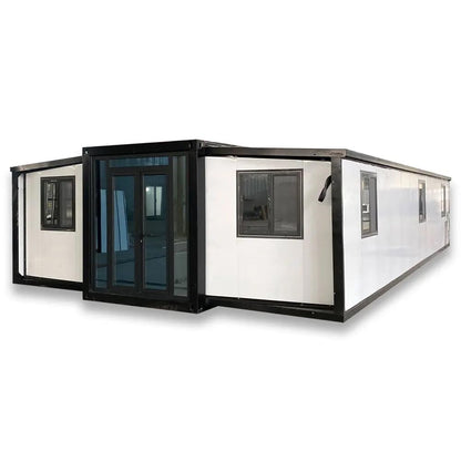 Portable 40ft Expandable House,Prefabricated Mobile Home with 3 Bedrooms,Foldable Tiny House with Kitchen & Living Room,Prefab for Summer House,Guest House,Warehouse,Workshop with Restroom. - WoodArtSupply