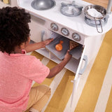 KidKraft Vintage Wooden Play Kitchen with Pretend Ice Maker and Play Phone, White KidKraft