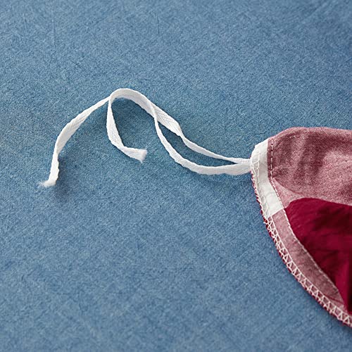 DONEUS 100% Washed Cotton Duvet Cover Set Super Soft Breathable Comfy Natural Linen Like Textured Bedding Set 3 Pieces with 2 Pillow Shams (Blue Red Plaid, Queen) DONEUS