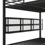 Harper & Bright Designs Queen Over Queen Bunk Bed with Storage Cabinets and LED Lights, Metal Bunk Bed Frame for Kids Teens, Black Harper & Bright Designs