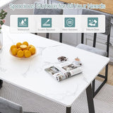 HUGROVE 5 Piece Dining Set, 47.24'' Faux Marble Dining Table Set for 4, Modern Minimalist Kitchen & Dining Room Set with Upholstered Chairs for Small Spaces, Apartments (Charcoal Velvet) HUGROVE