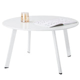 Meluvici Patio Coffee Table, Metal Steel Outdoor Round Table Weather Resistant Anti-Rust Outdoor Table, White Meluvici