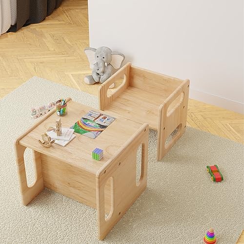 Montessori Weaning Table and Chair Set for Toddler and Baby,Handmade Solid Wood Design for Childrens Age 1-5,Baby Furniture Sets for Nursery/Bedroom/Activity Room,Kids Table and Chair Set for - WoodArtSupply