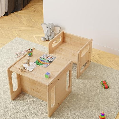 Montessori Weaning Table and Chair Set for Toddler and Baby,Handmade Solid Wood Design for Childrens Age 1-5,Baby Furniture Sets for Nursery/Bedroom/Activity Room,Kids Table and Chair Set for - WoodArtSupply