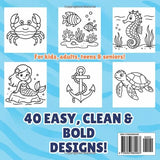 Ocean Life - Bold & Easy Coloring Book for Kids & Adults: 40 Splashy Scenes to Calm Your Mind and Spark Your Joy (Bold & Easy Coloring Books) WoodArtSupply