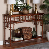 bali & pari Sebalio Tortoise Natural Rattan Console Table with Open Shelf bali & pari