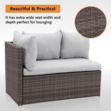 Solaste 7 Piece Patio Furniture Set, All Weather Wicker Patio Conversation Sets with Cushion Seat & Pillows, Outdoor Dining Set, Patio Furniture Outdoor Sectional, Grey Solaste