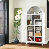 GangMei Metal 72" H Arched Pantry Cabinet with 6 Adjustable Shelves,White Arched Cabinet with 2 Doors for Kitchen Living Room,Required Assembly GangMei