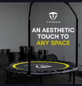 Tribes Foldable Mini Trampoline for Adults and Kids, Rebounder with Adjustable Bar and Nonslip Feet, 330lbs Max Capacity, Indoor Outdoor Fitness Equipment TRIBES