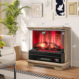 ORALNER 27” Electric Fireplace with Mantel, 3-Sided Glass View, Wooden Surround Firebox, Freestanding Fireplace Heater w/ 7 Flame Colors, Remote & 6H Timer, Overheat Protection, 1400W (Brown) ORALNER