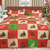 ROMROL Christmas Quilt Set King Size, Red Plaid Christmas Bedding Comforter Set Lightweight Patchwork Elks Quilted Coverlet Bedspread with 2 Pillow Shams（96 * 90”） ROMROL