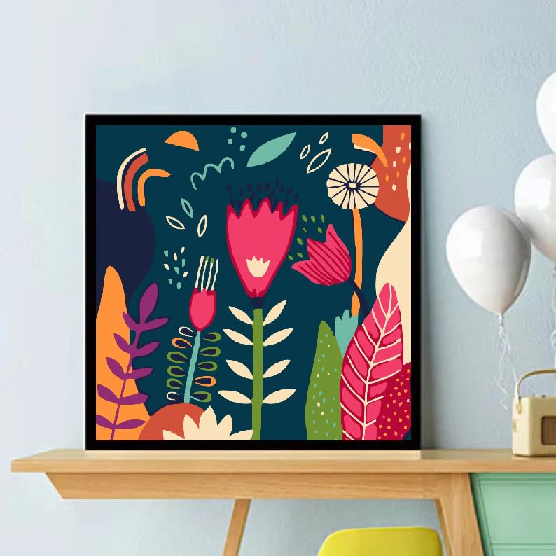 Ammklfh 2 Pack Framed Paint by Numbers kit for Adults,Easy Acrylic Boho Paint by Numbers Kits on Canvas,Paint by Number for Adults Beginners for Home Wall Decor (8x8inch), BKH82+BKH83 Ammklfh