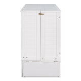 NCKMYB Queen Murphy Bed Cube Cabinet, Wood Murphy Bed Chest Bed with Drawer, 63'' Foldable Cabinet Bed for Dorm Loft Corner or Small Space NCKMYB