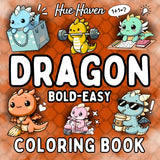 Dragon: Easy and Bold Coloring Book for Kids and Adults: Simple Stress Relief Designs of Cute Dragons. WoodArtSupply