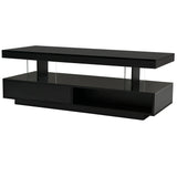 Merax Modern Center Coffee Table with 2 Storage Drawers, Display Shelves, and LED Lights, Accent Furniture for Living Room, 51.2" Length, Black Merax