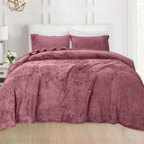 Elegant Comfort Luxuriously Soft 4-Piece Velvet Plush Flannel Sheet Set - Premium Quality - Cozy Warm, Anti-Static, Non Pilling Fuzzy Velvet Flannel Fleece Deep Pocket Sheet Set - Twin XL, Rose Elegant Comfort