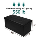 xupersodys 30 Inches Folding Storage Ottoman Bench, Faux Leather Footrest Ottoman, Storage Trunk Footrest for Bedroom, Living Room and Hallway, Support 350lbs, Black Black line xupersodys