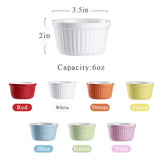 YAZYLIFE Ramekins 6oz Oven Safe,Creme Brulee Ramekins and Souffle Dishes,Porcelain Ramekin Baking Bowls,Dipping Sauce Dish.Pudding Cups,Set of 6,Colorful. (Colorful) YAZYLIFE