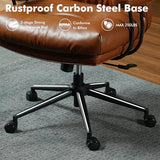 High Back Executive Office Chair with Comfortable Deep Seat,Brown PU Leather Modern Office Chair,Ergonomic Big and Tall Computer Desk Chair with Lumbar Support(Light Brown) weaxty W