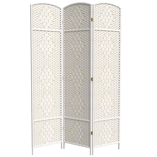 Red Lantern 7 ft. Tall Diamond Weave Room Divider - White - 3 Panels Red Lantern