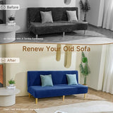 XIAROGEE Armless Futon Cover Velvet Futon Slipcover Soft Stretch Couch Covers with No Arm Sofa Bed Cover with Non-Slip Thick Plush Furniture Protector Washable Couch Slipcovers for Living Room(Navy) XIAROGEE