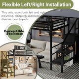 Mirightone Twin XL Size Loft Bed with Stairs and Storage, Metal Loft Bed Frame with A Shelf and Large Under-Bed Space, Heavy-Duty Loft Beds for Kids Boys Girls Teens, Black Mirightone