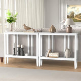 ELYKEN Bamboo Console Tables for Entryway, 36.2" Long 2 Tier Hallway Table Behind Couch, 7” Narrow Sofa Table for Entrance, Entry, Living Room, White ELYKEN
