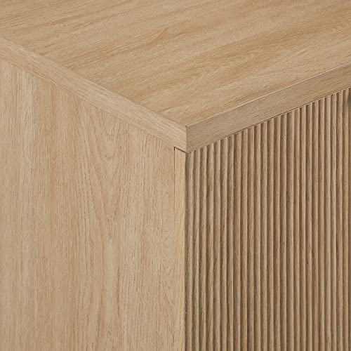 Walker Edison Lowen Contemporary Fluted-Door Accent Cabinet 32 Inch Coastal Oak - WoodArtSupply