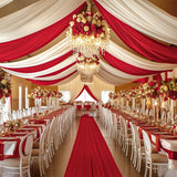 Htper 4 Panels 5x20ft White Ceiling Drapes for Wedding Parties, Wrinkle Free 20ft Long Thick Polyester Wedding Draping Tent Ceiling Curtains Arch Drapery for Birthday Party Tent Canopy Decor Htper