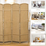 HOMCOM Room Divider, 4 Panel Folding Privacy Screen, 5.6' Tall Freestanding Wall Partition for Home Office, Bedroom, Nature Wood HOMCOM
