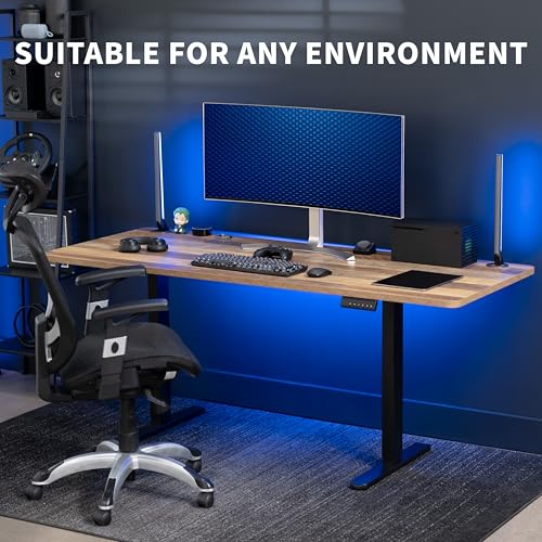VIVO Electric 71 x 30 inch Standing Desk, Dual Motor Memory Controller Height Adjustment, E2B Series, Solid One-Piece Reclaimed Wood Top Black Frame, DESK-KIT-E2B71P VIVO