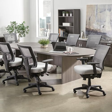 NBF 10L Conference Tables with Eight Seats - Laminate Conference Room Tables - Durable Office Meeting Table - Training Tables for Brainstorming Collaboration Sessions (48"D x 120"W x 29.5"H, Mahogany) nbf signature series