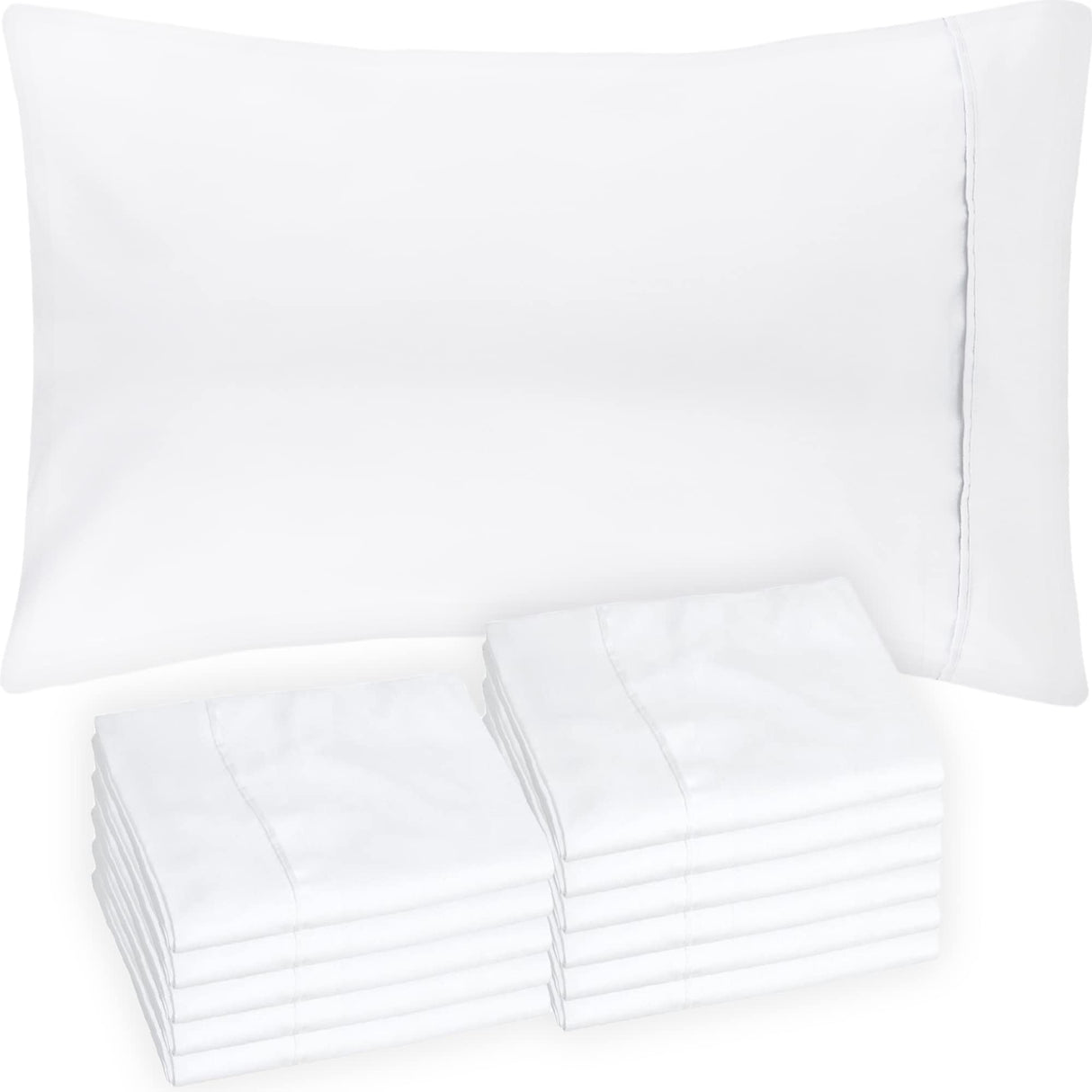Queen White Pillow Cases Set of 6 - Bulk 12 Pack with Envelope Closure - Soft Microfiber Material for Comfortable Sleep, Sublimation and Air BnB Essentials Glarea
