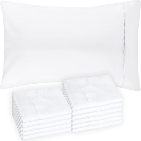 Queen White Pillow Cases Set of 6 - Bulk 12 Pack with Envelope Closure - Soft Microfiber Material for Comfortable Sleep, Sublimation and Air BnB Essentials Glarea