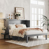 Ball & Cast Murphy Bed Chest Queen Size,Cabinet Hideaway Bed with USB Port and Removable Shelves on Each Side,Wood Wall can be Folded,Platform Bedframe for Kids Bedroom,Student Dorms,Gray Ball & Cast