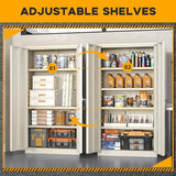 Greenvelly Metal Garage Storage Cabinet with Doors and Shelves,72" Steel Locking Garage Storage Cabinet,Metal Office Storage Cabinet for Home,School,Garage(Grey) Greenvelly