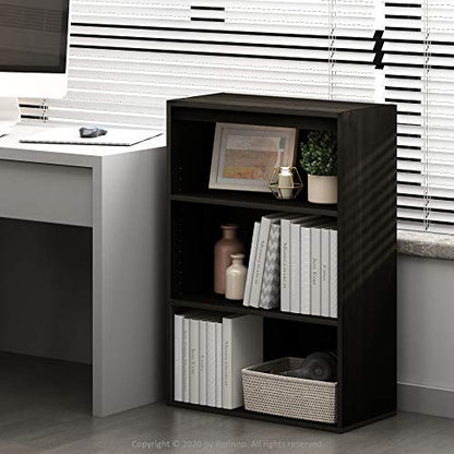 Furinno Pasir 3-Tier Open Shelf Bookcase, Dark Espresso - WoodArtSupply