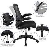 Flash Furniture Kelista Mid-Back Swivel Office Chair with Adjustable Seat Height, Ergonomic Mesh Desk Chair with Flip-Up Armrests, Black Flash Furniture