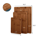 MelBell Bamboo Cutting Board Set Of 3 for Kitchen - Wooden Chopping Boards with Juice Groove - Wood Serving Board for Meat, Vegetables, Cheese MelBell