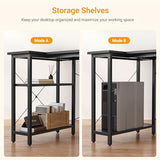 CubiCubi L Shaped Desk, 47 Inch Computer Desk with Reversible Storage Shelves Home Office Corner Desk Study Writing Table, Black CubiCubi