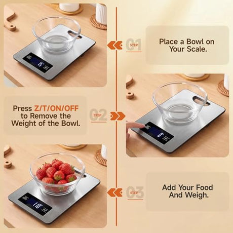 Food Scale, Digital Food Scale, Kitchen Scale with Hang Loop, 11lb Precise Baking Scale, Stainless Steel–High Precision Digital Scale for Food, Measures Grams, Ounces, Perfect for Home Cooking Baking Grovix