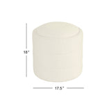 HomePop Storage Round Ottoman with Removable Lid Home Décor|Upholstered Round Foot Rest Ottoman - Cream Boucle HomePop