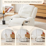 Hicosit Power Pushback Recliner with Cup Holders, Electric Recliner Chair for Adults, Reclining Chair with Side Pocket for Living Room (1, Stripe White)