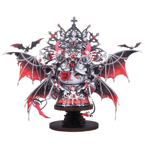 MU 3D Metal Puzzles for Adults Magnetic Interchangeable Cat Head Puzzle Vampire Dark Queen Kitty with 2 Base, Spooky Puzzle Metal Models Kits Building, DIY Sets Cat Lover Owner Gifts Collectibles