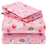 Joiedomi Kids Full Sheet Set Unicorn - 4 Piece Soft Microfiber Bed Sheets - Deep Pocket Wrinkle Free, Cozy Toddler Bedding Set, Fade Resistant Breathable for Boys Girls Teens Joiedomi