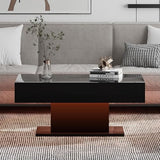 HedoAjim Led Coffee Table for Living Room, Living Room Table Rectangular Center Table, Modern High Glossy Wooden Coffee Tables with 16 Colors LED Lights for Dining Reception Room, Black HedoAjim