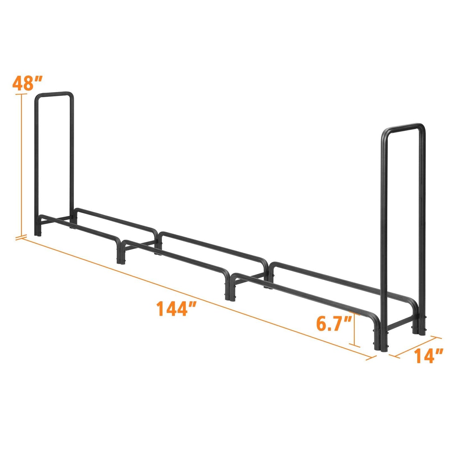 12ft Firewood Rack Outdoor Heavy Duty Log Rack Firewood Storage Rack Holder Steel Tubular Easy Assemble Fire Wood Rack for Patio Deck Adjustable Log Storage Stand for Outdoor Fireplace Tool