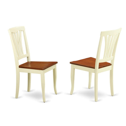 East West Furniture Avon Kitchen Dining Slat Back Solid Wood Seat Chairs, Set of 2, Buttermilk & Cherry