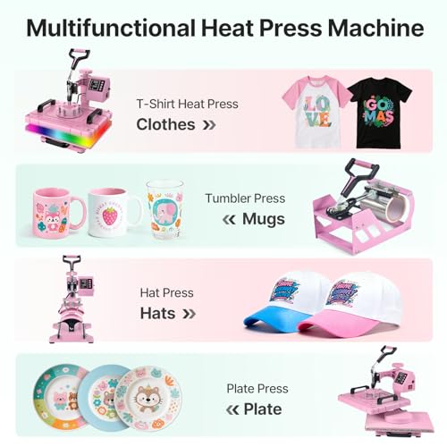 Slendor Heat Press Machine 12x15 inch, 5 in 1 360-Degree Swing Away Digital T Shirt Pressing Machine Multifunction Heat Transfer Sublimation Combo for T Shirts Mugs Hat Plate Cap Slendor